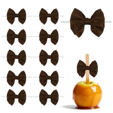Imagem de Laços de fita de cetim marrom para embrulho de presente, 16 peças de laços torcidos pré-fabricados de 9,5 cm para sacolas de petiscos, bolos, artesanato, lembrancinhas de aniversário de casamento para