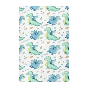 Imagem de SEHANY Lençóis de berço engraçados de dinossauros para meninos e meninas, macio, respirável, elástico, lençol com elástico padrão para bebês de 27 x 99 cm