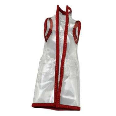 Imagem de Esquirla Capa de chuva em escala 1/12, roupa de chuva e elegante, feita à mão para bonecas, jaqueta longa com capuz para decoração (figura não, Colete Transparente