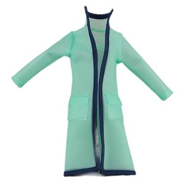 Imagem de Colaxi Capa de chuva com capuz em escala 1:12, jaqueta longa para boneca, agasalho impermeável (figura não incluída), Mangas Compridas Verdes