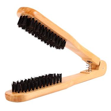 Imagem de CUOFYUNL Pente de cabeleireiro profissional duplo Escovas ferramenta alisadora de cabelo antiestática de madeira
