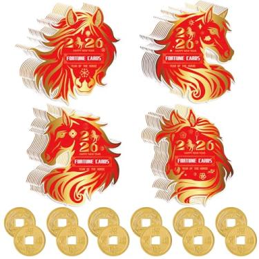 Imagem de Civaner 120 Pcs Chinese Lunar New Year 2026 Scratch Off Fortune Cards with 36 Fortune Coins 2026 Year of The Horse Party Games Scratch Off Cards Spring Festival Party Supplies for Gifts Decorations