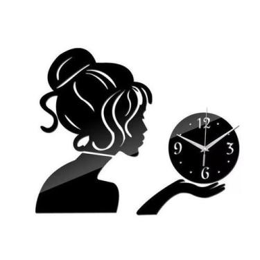 Imagem de Relógio Acrílico Parede Decorativo Sala Mulher Preto - Agv Criações