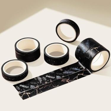 Imagem de Conjunto de 6 rolos de adesivos Washi de 5 m, adesivos com padrão de treliça decorativos para artes faça-você-mesmo artesanato suprimentos de diário scrapbook cartão embrulho