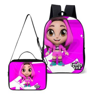 Imagem de Kit Lancheira Termica E Mochila Escolar Tema Youtubers Rosas - Use Ner