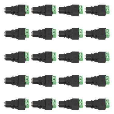 Imagem de 20 peças de conectores de alimentação CC fêmea, 12 V DC barril para conector de terminal de parafuso conectores adaptadores 5,5 mm x 2,1 mm para fita de LED, cabo de câmera de segurança CCTV, cabo de
