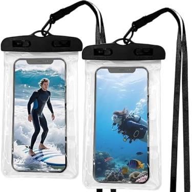 Imagem de Capa impermeável para celular, 2 peças, trava fácil e resistente IPX8 à prova d'água, bolsa seca para praia, protetor para iPhone 17 16 15 14 13 12 11 Pro Max Plus Air, Galaxy S25 S24, 4-7 polegadas