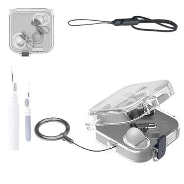 Imagem de Capa protetora para fone de ouvido NOUKAJU (com mosquetão + cordão + caneta de limpeza) à prova de quedas, arranhões, capa para fone de ouvido Nothing Ear 3 (transparente)