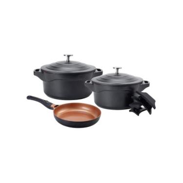 Imagem de Jogo de Panelas Le Cook 3 Pç Cerâmica Premier Black Indução