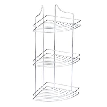 Imagem de Porta Shampoo de Canto Triplo Suporte Cromado Organização Banheiro