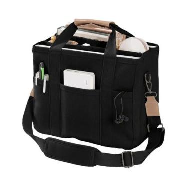 Imagem de Bolsa De Ombro Feminina De Lona De Grande Capacidade Com Múltiplos Bol