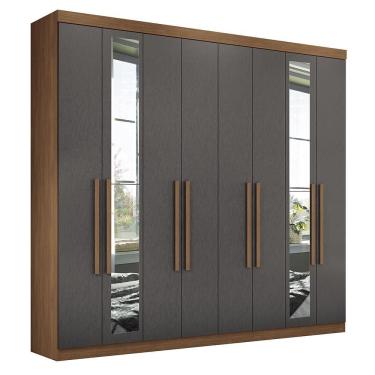 Imagem de Guarda Roupa Casal Master New 8.4 8 Portas de Bater 4 Gavetas MDP com Espelho Jatobá-Gr...