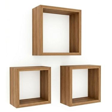 Imagem de Nicho Decorativo 100% Mdf Amadeirado Com 3 Desmontado - Suprema Móveis