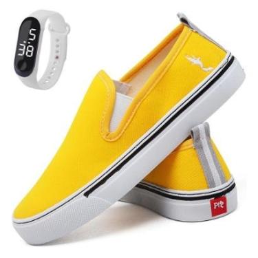 Imagem de Kit Sapatênis Feminino Sem Cadarço Slip On Polo Blu Leve Calce Fácil + Relógio Digital-...