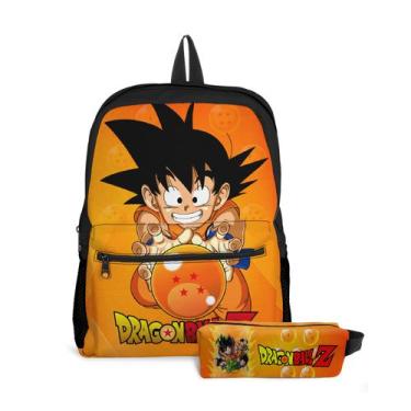 Imagem de Kit Mochila com bolso e Estojo Escolar Infantil Menino Dragon Ball - T