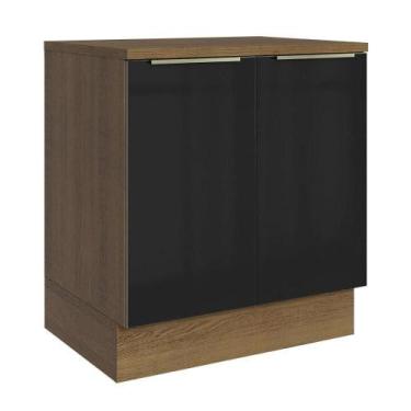Imagem de Balcão De Cozinha 70 Cm 2 Portas Rustic/preto Lux Madesa Rustic/preto