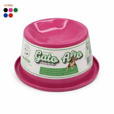 Imagem de Comedouro Bebedouro Gato Alto 140ml Anti-Formiga Plástico PP Bigodes P