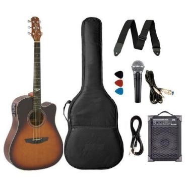 Imagem de Kit Violão Strinberg Sd200 Hb Folk Aço Elétrico + Caixa Lx40