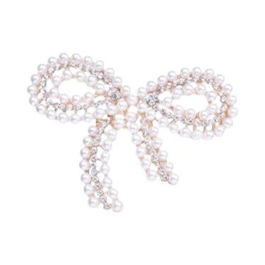 Imagem de Broche De Laço Com Pérolas E Strass Para Mulheres, Acessório De Joalhe