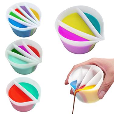 Imagem de Copo dividido para pintura fluida derramamento arte silicone copo dividido resina derramamento ferramentas de pintura faça você mesmo acessórios de desenho reutilizável copo dividido com divisórias (3