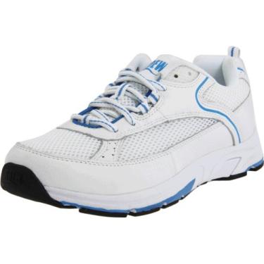 Imagem de Drew Sapatos Athena sapato feminino terapêutico diabético extra profundidade couro/malha cadarço, branco/azul, 5 X-Wide