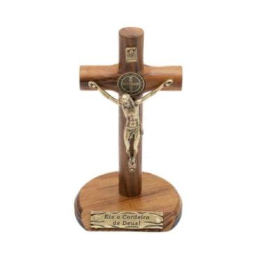 Imagem de Crucifixo Cilindrico Mesa/Parede12 cm Medalha São bento