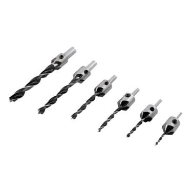 Imagem de Jogo Com 6 Brocas 3 Pontas Com Escariador Madeira Escareadora