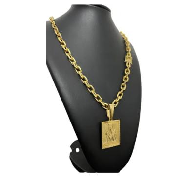 Imagem de Cordão + Pingente Letras 8mm Cadeado Banhado Ouro 18k