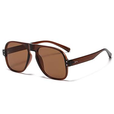 Imagem de Moda Candy Colors Piloto Óculos de Sol Mulheres Retro Designer Rebites Decoração Homens Tendência Verde Quadrado Óculos de Sol, Chá Marrom, A