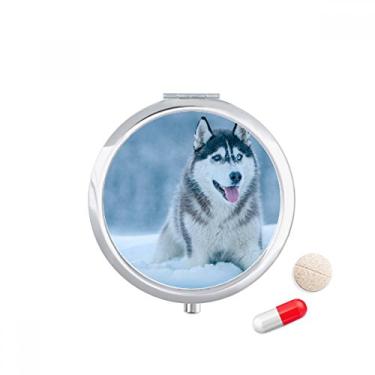 Imagem de Caixa de comprimidos para animais de neve Husky com compartimento para armazenamento de remédios