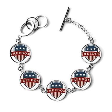 Imagem de DIYthinker Bracelete com pulseira de estrelas e listras Shield America City