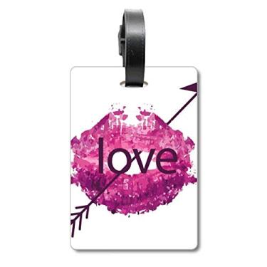 Imagem de Dia dos Namorados Rosa Lábios Love Arrow Bolsa Etiqueta Bagagem Etiqueta Scutcheon Etiqueta