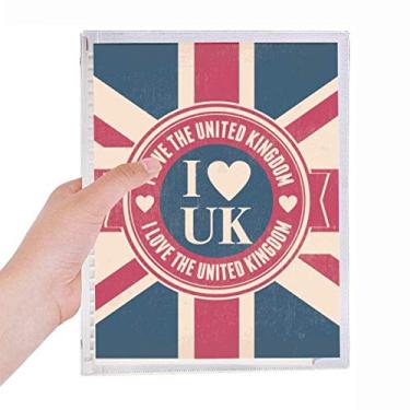 Imagem de Caderno I love The United Kingdom Union Jack UK Flag de folhas soltas diário recarregável