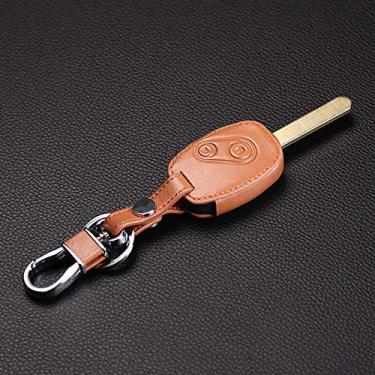 Imagem de SELIYA Capa para chave de carro de couro genuíno, compatível com Honda Accord Civic CRV Pilot Remote Key 2 botões Protect Case, marrom