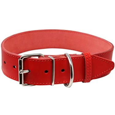 Imagem de Coleira de couro genuíno para cães vermelha 7 tamanhosDogs My Love 21"-24.5" Neck; 1.75" Wide vermelho