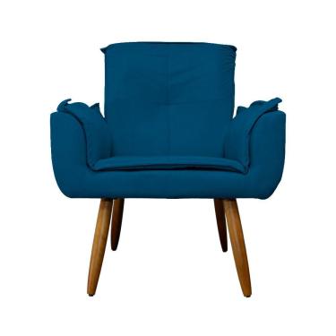 Imagem de Poltrona Decorativa Estofada Para Salão de Beleza Emília Plus Suede Azul Royal - LM DECOR