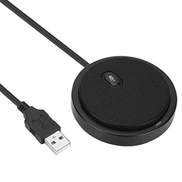 Imagem de ASHATA Microfone de mesa, microfone de conferência USB M2 com fio de captação de áudio e vídeo omnidirecional, microfone omnidirecional de áudio e vídeo pequeno, microfone de conferência de mesa de mesa ultrabaixo, preto