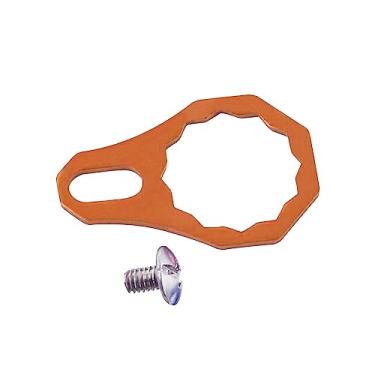 Imagem de Amagogo Molinetes de pesca Placa de bloqueio botão esquerdo direito placa de bloqueio ferramenta de reparo de equipamento de pesca com parafuso DIY para molinetes de tambor de água doce, laranja