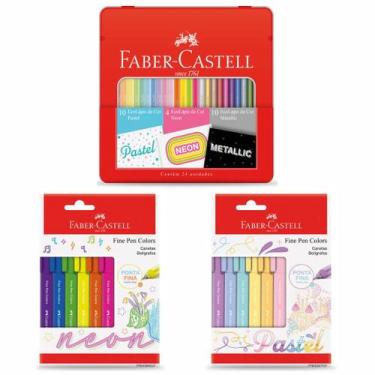 Imagem de Lápis De Cor 24 Cores E Fine Pen Faber Castell Neon Pastel - Faber-Cas