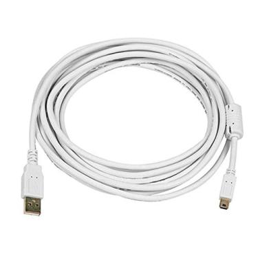 Imagem de Monoprice Cabo USB 2.0 A macho para Mini-B 5 pinos macho 28/24 AWG com núcleo de ferrite (banhado a ouro), branco (108636)