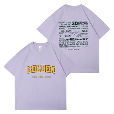 Imagem de Jungkook Golden Album Merch Camiseta K-pop Fans Support Merch Cotton Loose Tee Shirt, Roxo claro, M
