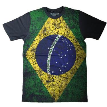Imagem de Camiseta Masculina Bandeira Do Brasil Brasileira Camisa Algodao - Hell