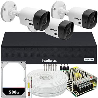 Imagem de Kit Cftv Monitoramento 3 Cameras Intelbras Vhc 1120 Hd 500gb