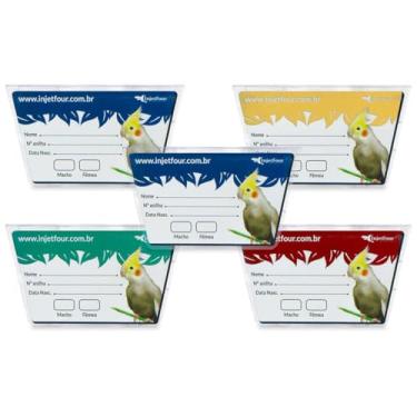 Imagem de Kit 5 Porta Nome Calopsita Crachá Acrílico Ficha Identificação Marcação Anel Macho Fêmea Placa Identificação Plaquinha Personalizada Passarinho