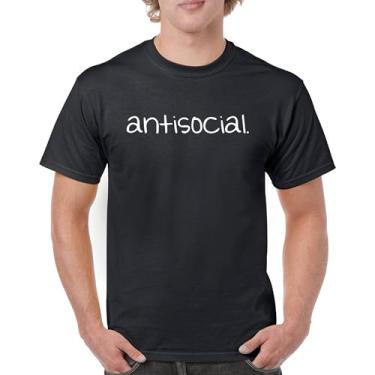 Imagem de Camiseta anti-social engraçada humor introvertido pessoas sugam ficar em casa anti social clube sarcástico geek camiseta masculina, Preto, P