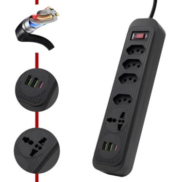 Imagem de Coibeu, Filtro de Linha, Extensão Tomada, Régua 4 tomadas comuns, 2 portas USB Type-C, 1 micro USB e 1 Tomada Universal Cor:Pre