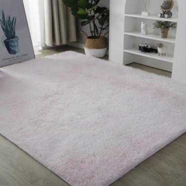 Imagem de KAIJIE Tapetes de área para sala de estar, tapete macio e fofo para quarto, tapete felpudo antiderrapante confortável para berçário, tapete moderno para decoração de casa rosa 120 x 160 cm