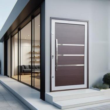 Imagem de Porta Pivotante Lambril Evolution com Puxador Lado Direito Elite 216x120 Mix Corten