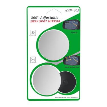Imagem de Espelhos de ponto cego 5 cm de formato redondo para carro, ajuste universal, HD, adesivo, sem moldura, convexo, ângulo amplo, ponto cego, retrovisor lateral, design ajustável de 360°, 2 unidades