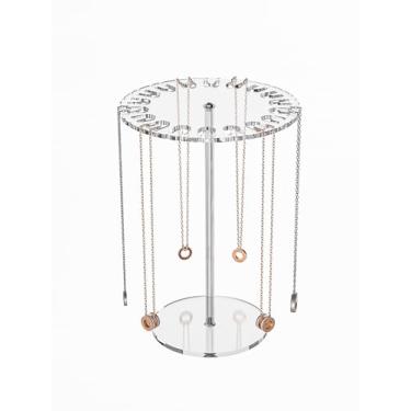 Imagem de Ausalivan Suporte de colar de acrílico, suporte organizador giratório de joias para o quarto da menina, pequeno suporte de pendurar para colar, colar pendurado para colar, árvore de colar de joias